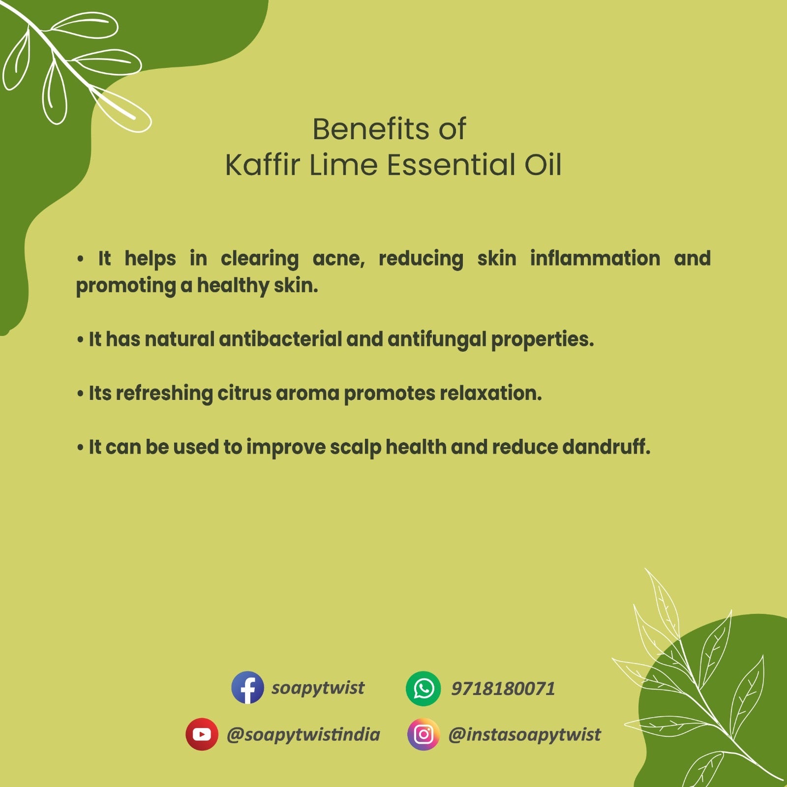 Benefits of Soapy Twist Kaffir Lime Essential Oil
