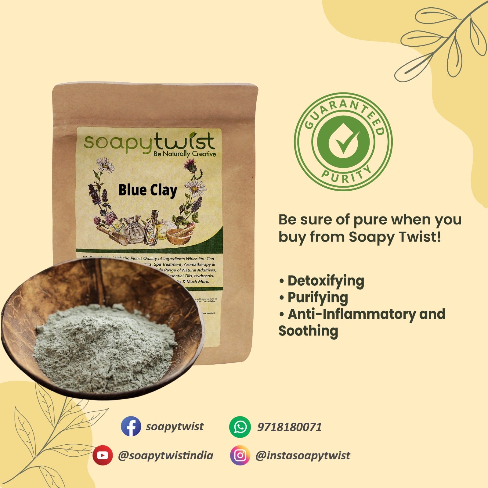 Soapy Twist Blue Clay Guaranteed Purity