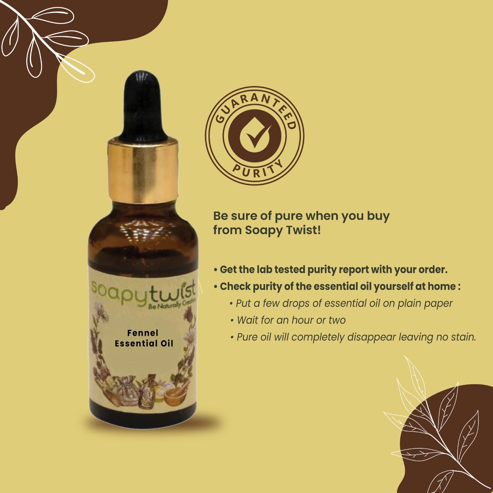 Soapy Twist Fennel Essential Oil Guaranteed Purity