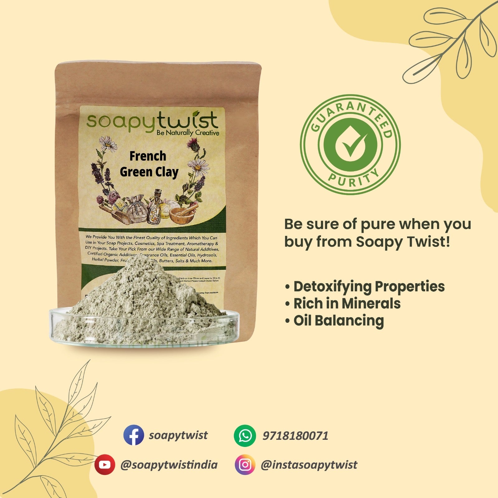 Soapy Twist French Green Clay Guaranteed Purity