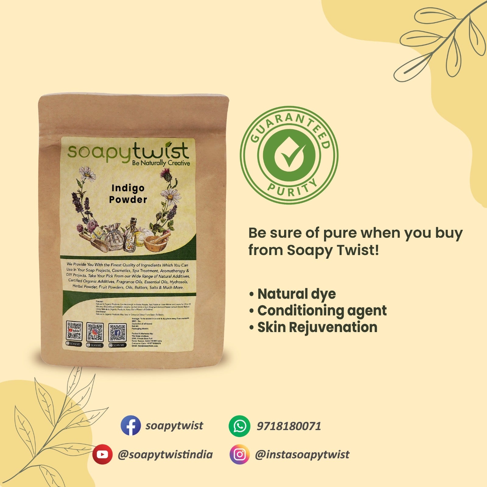 Soapy Twist Indigo Powder Guaranteed Purity