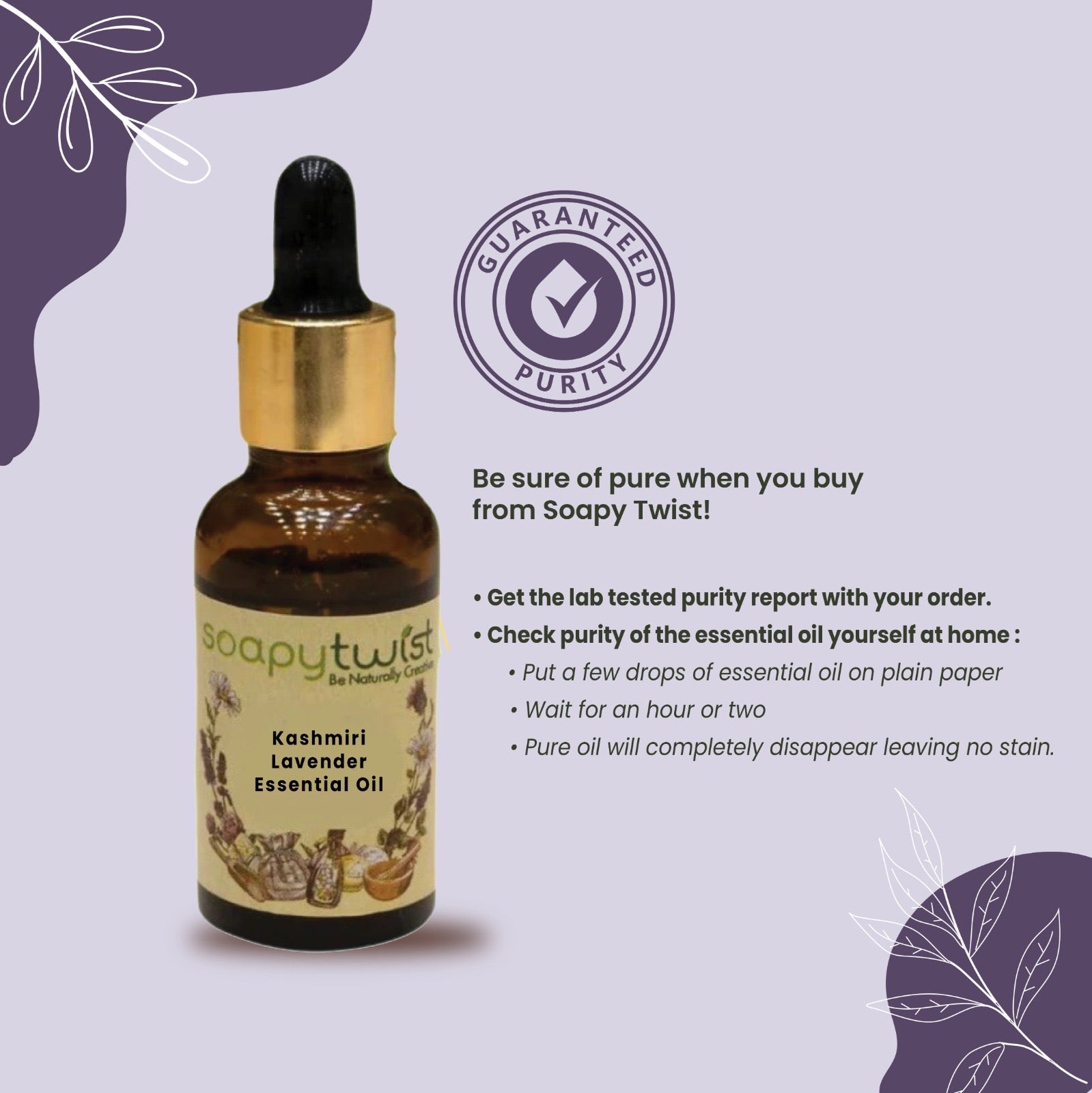 Soapy Twist Kashmiri Lavender Essential Oil Guaranteed Purity