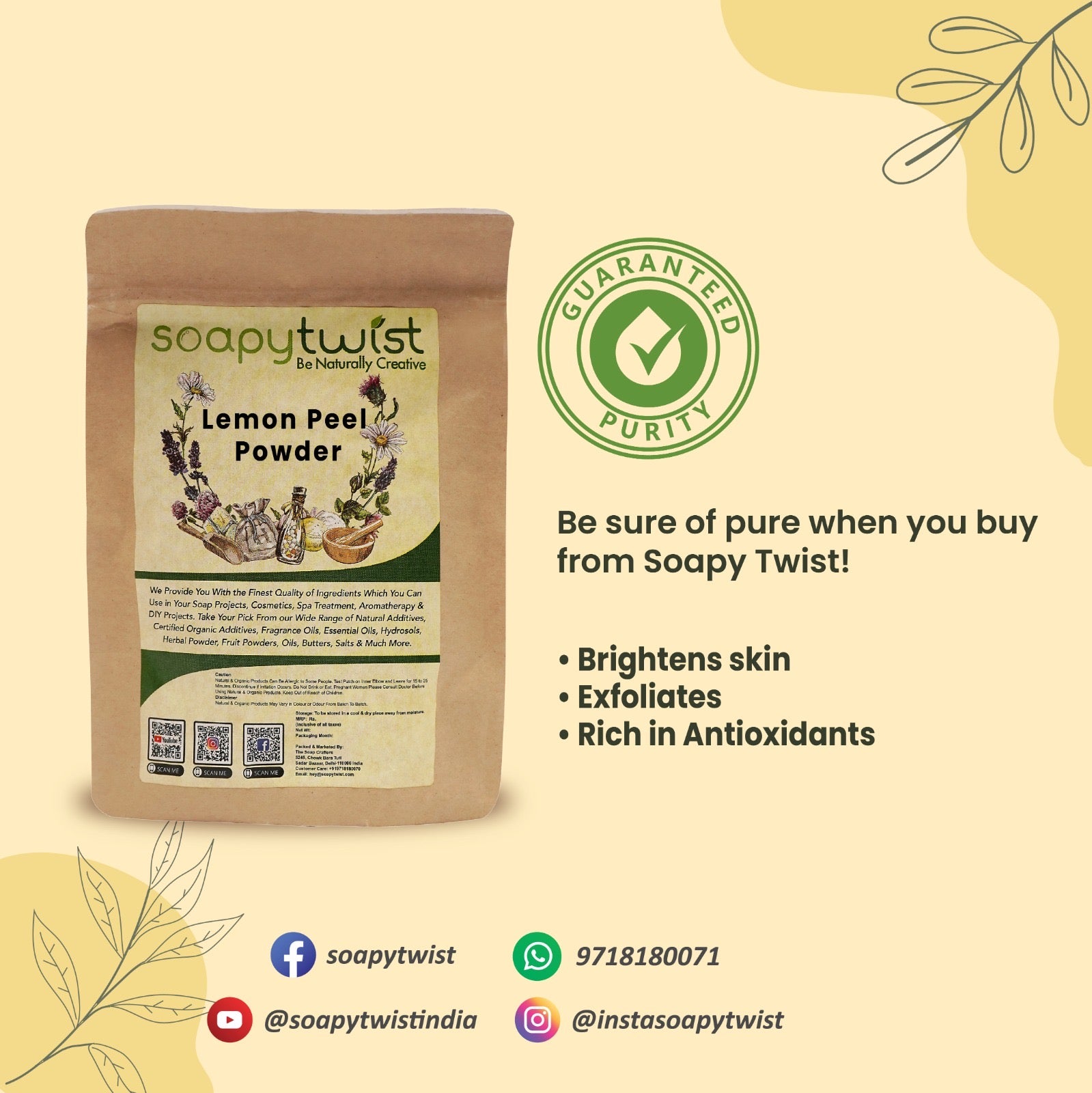 Soapy Twist Lemon Peel Powder Guaranteed Purity