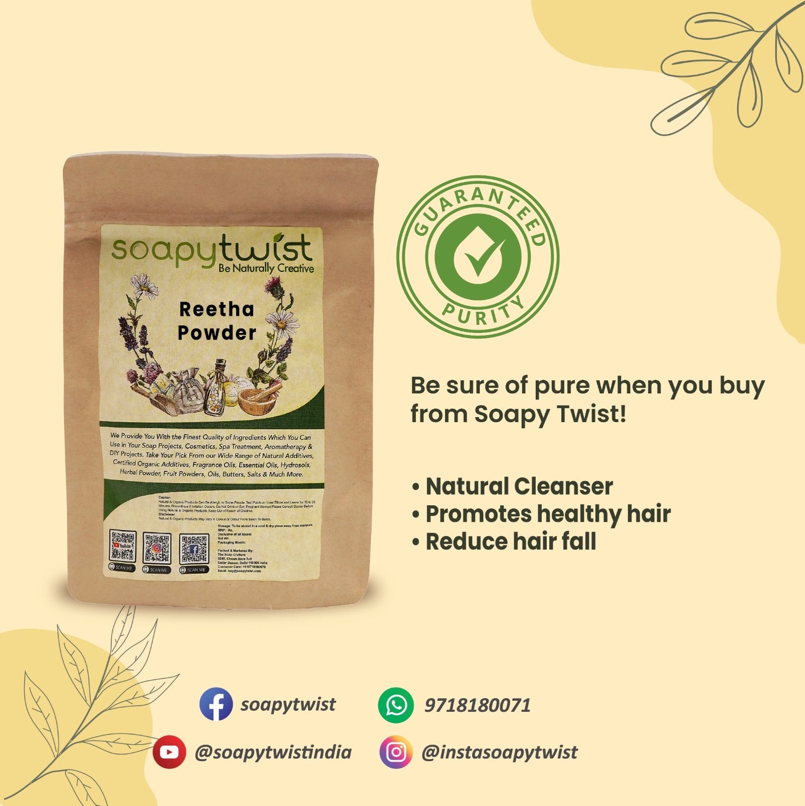 Soapy Twist Reetha Powder Guaranteed Purity