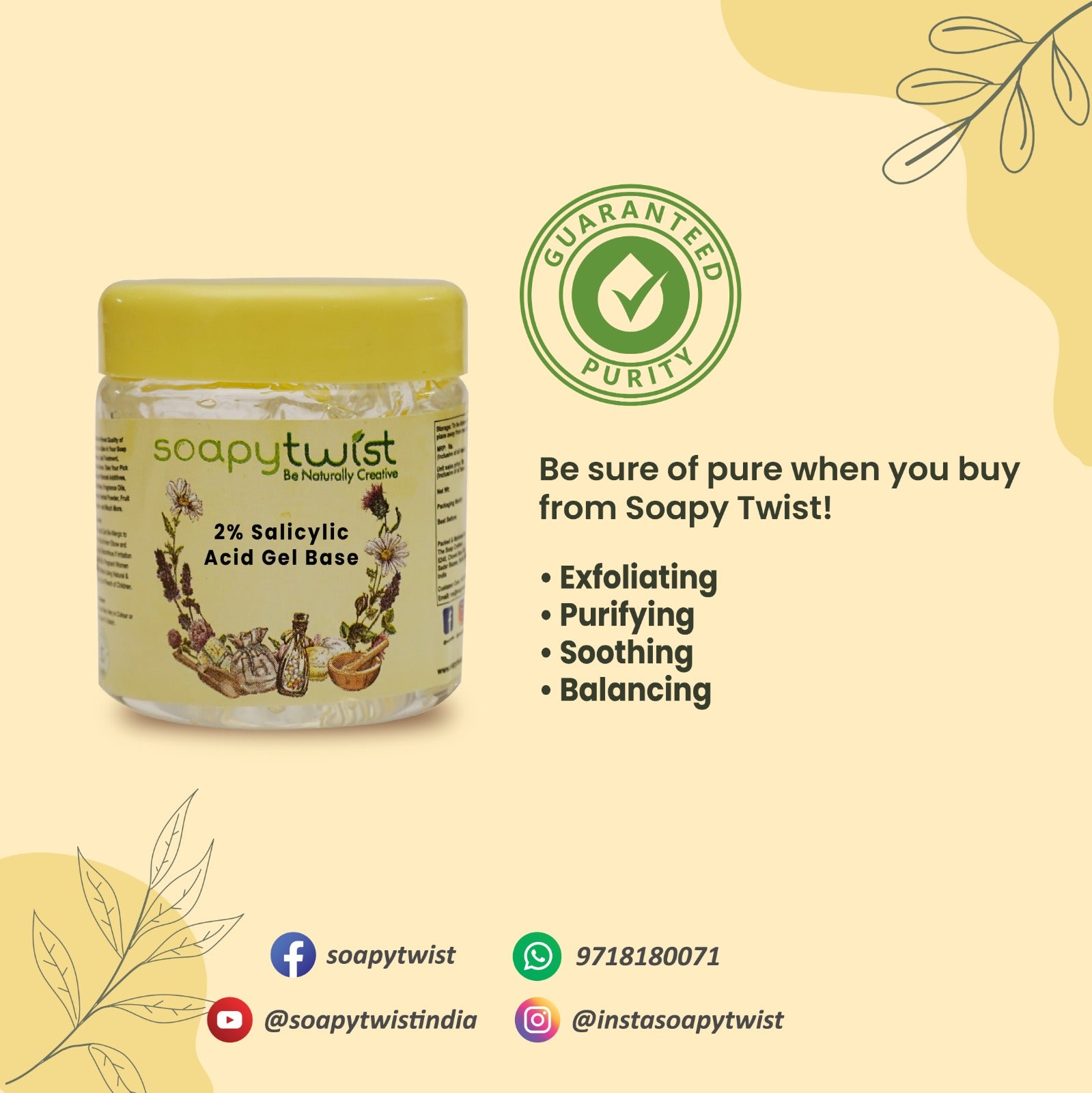 Soapy Twist Salicylic Acid Gel Base Guaranteed Purity