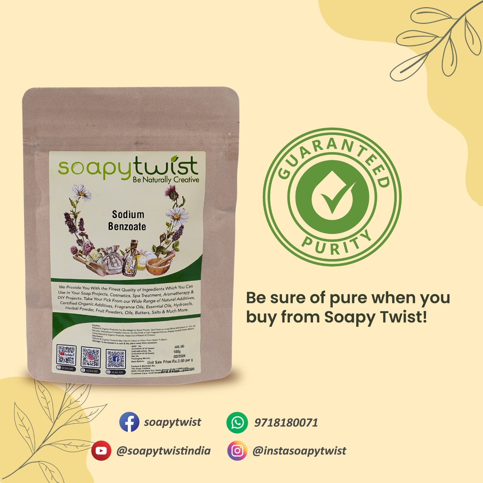 Soapy Twist Sodium Benzoate Guaranteed Purity