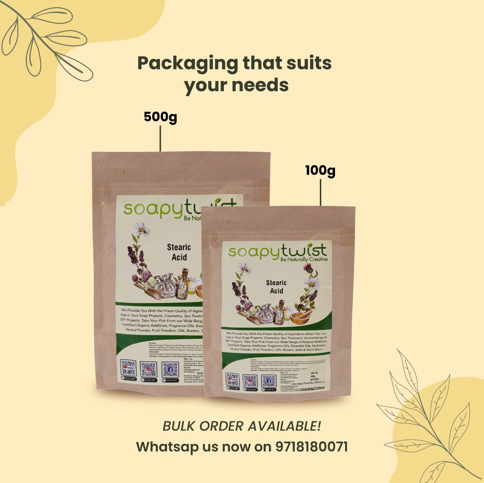 Soapy Twist Stearic Acid Packaging