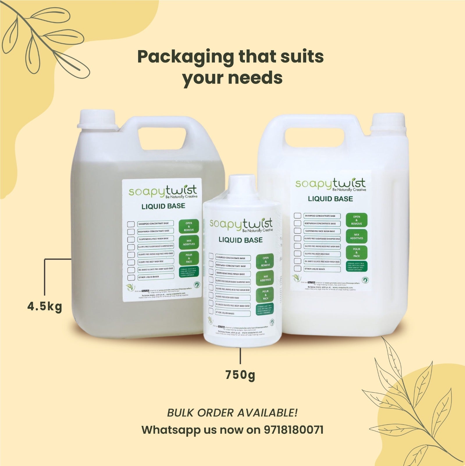 Soapy Twist  Sulfate Free Transparent shampoo Base Packaging