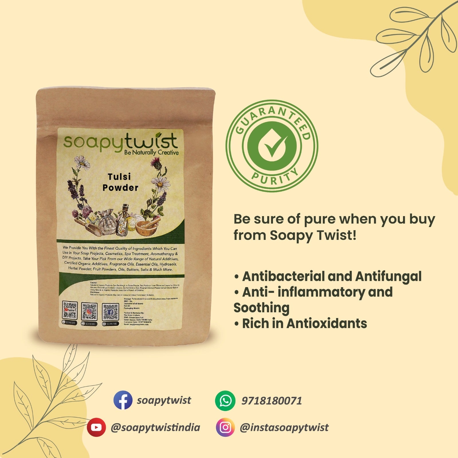 Soapy Twist Tulsi Powder Guaranteed Purity