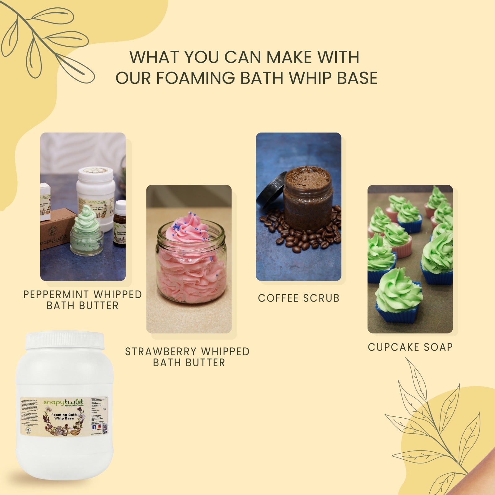 Soapy Twist Whipped Bath Butter Base what you can make