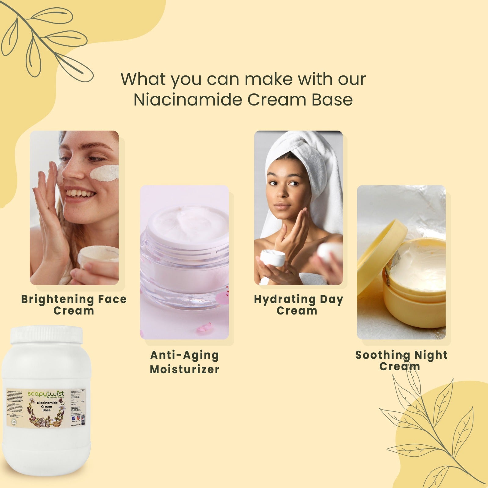 What you can make with our Soapy Twist Niacinamide Cream Base