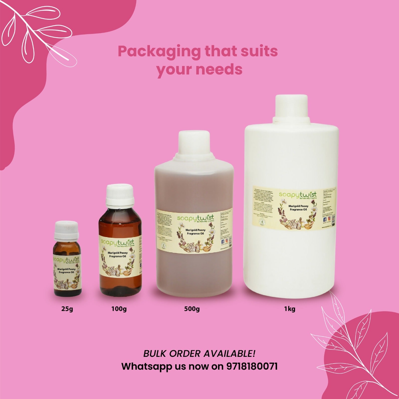 Marigold Peony Fragrance Oil Packaging