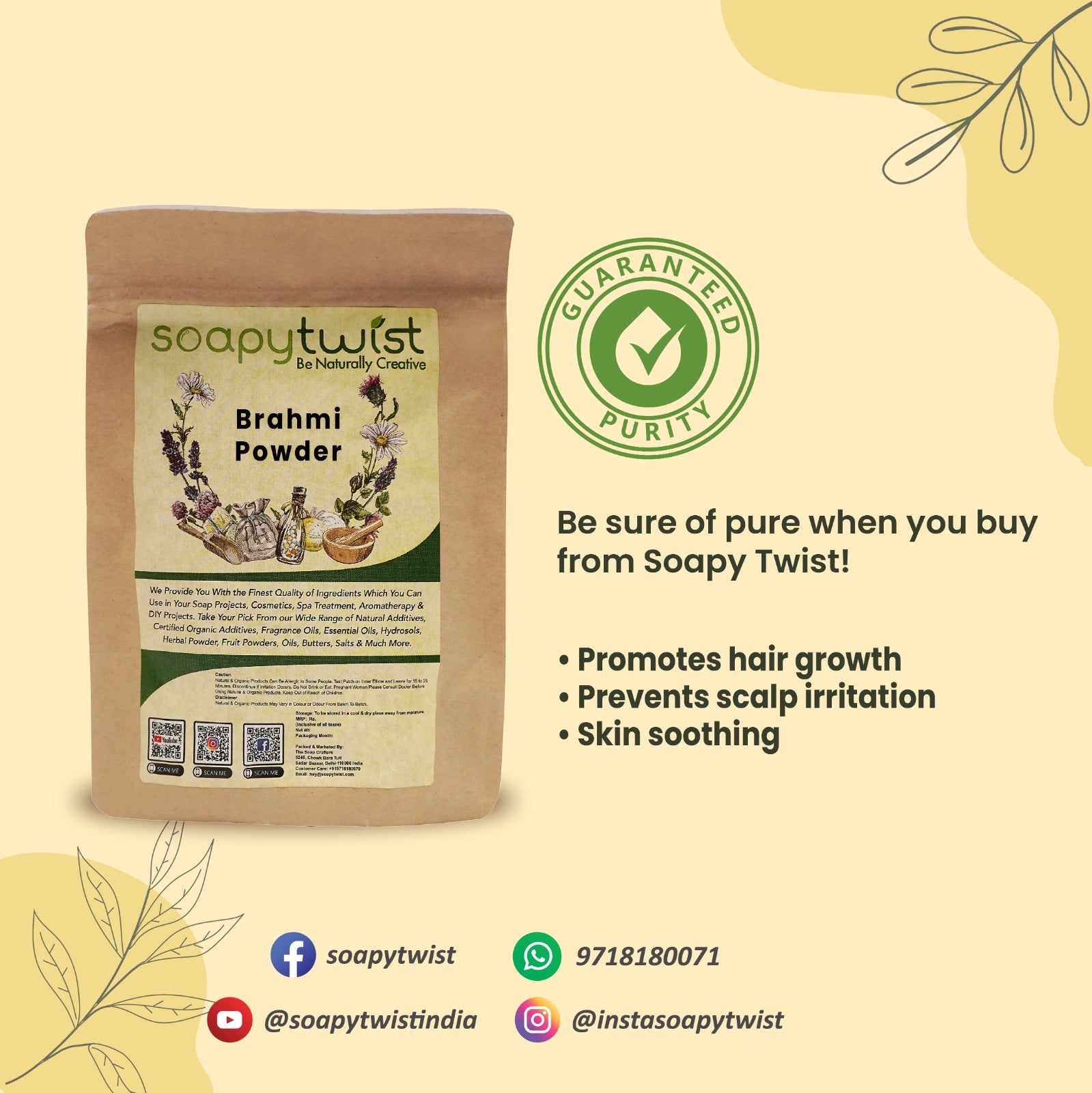 Soapy Twist Brahmi Powder Guaranteed Purity