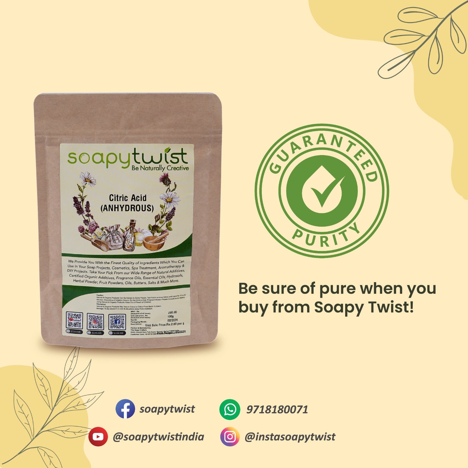 Soapy Twist Citric Acid Guaranteed Purity 