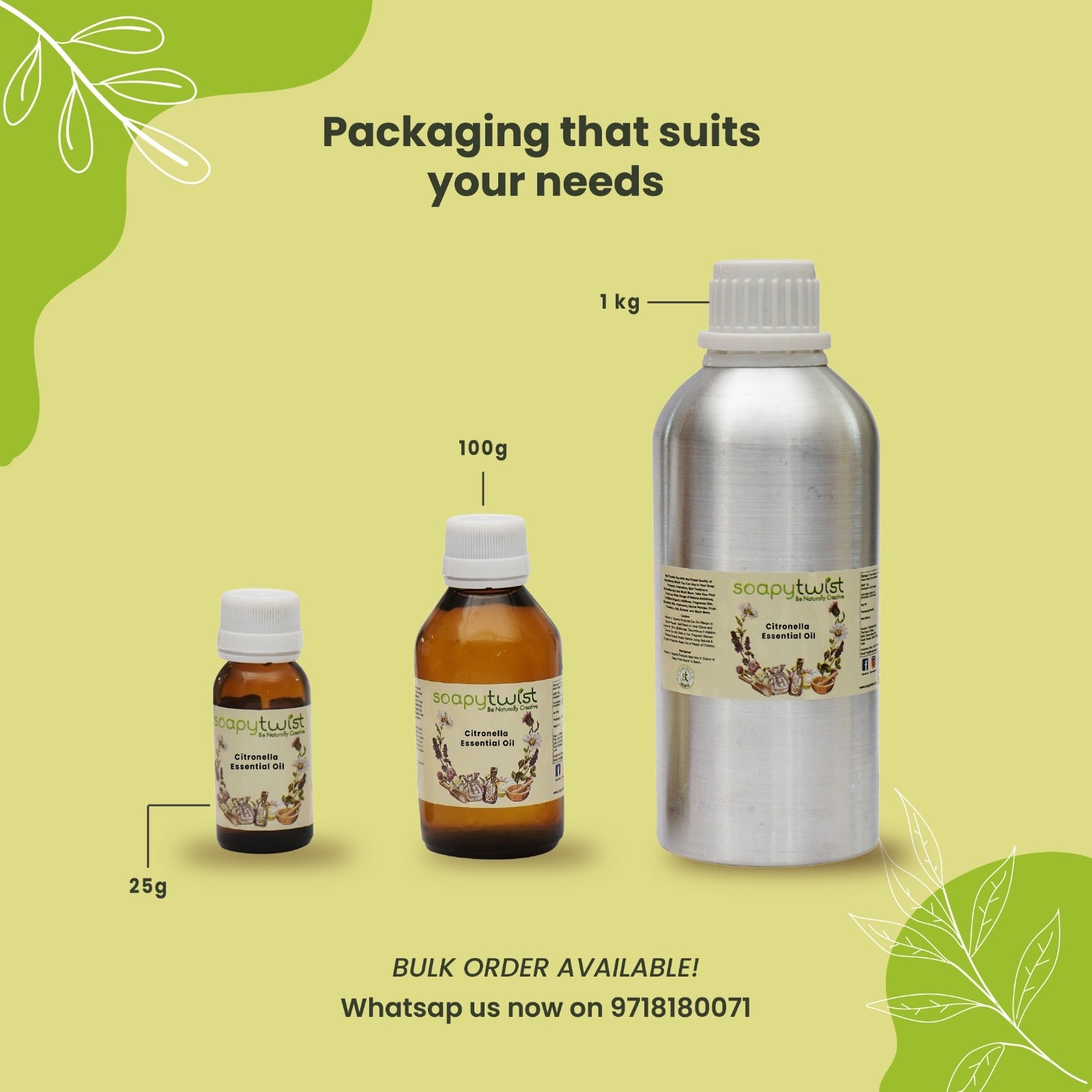 Soapy Twist Citronella Essential Oil Packaging