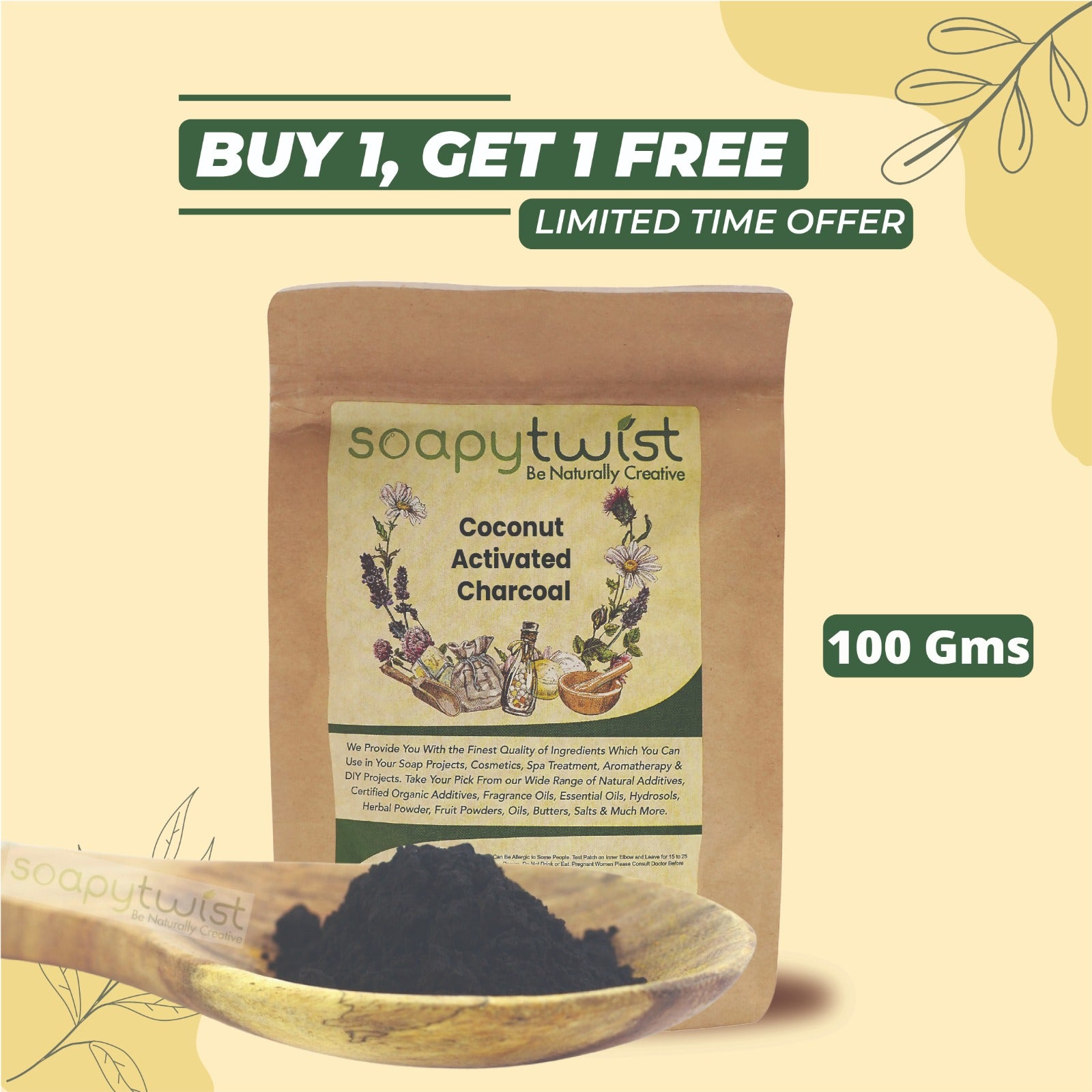 Soapy Twist Coconut Activated Charcoal Buy1 Get1