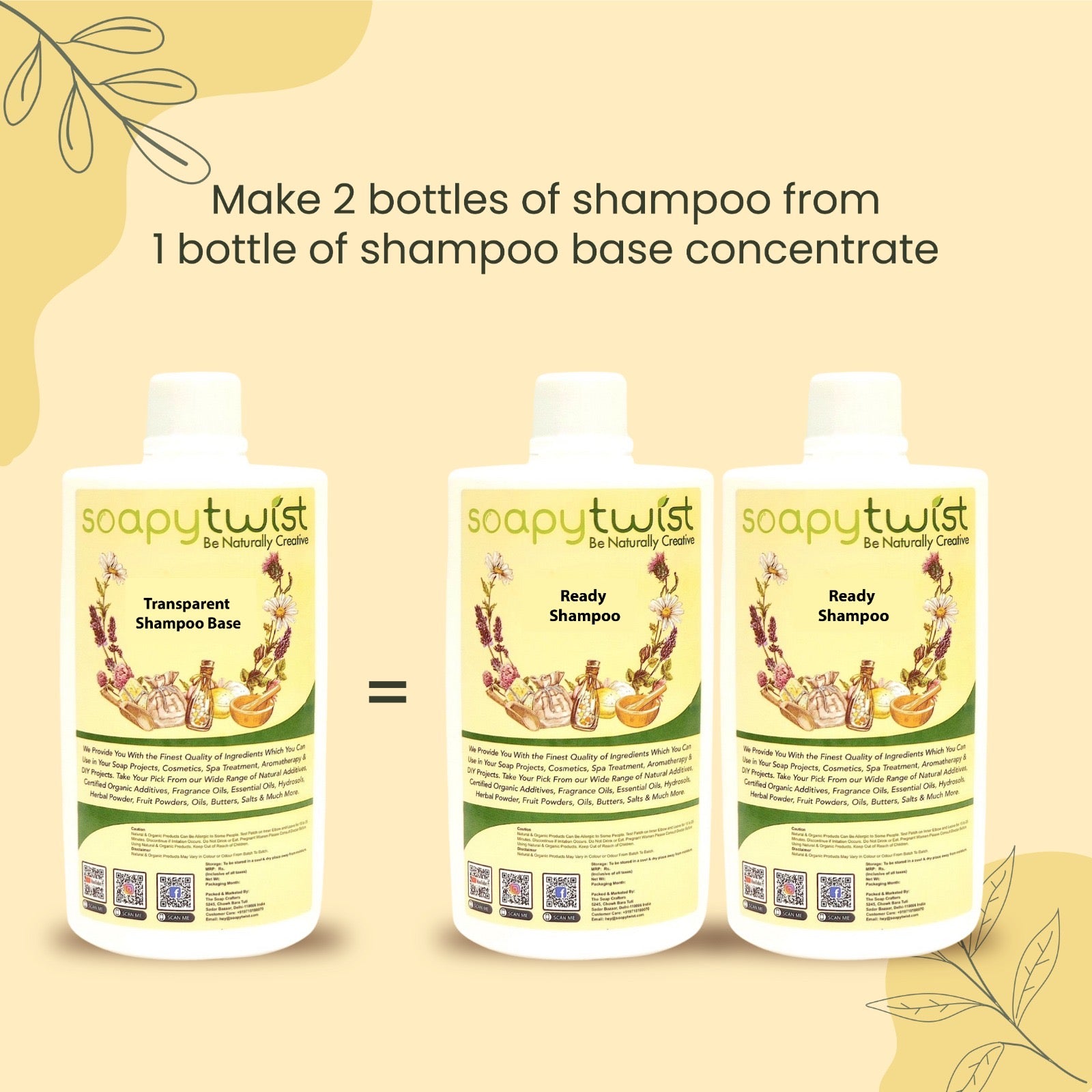 Soapy Twist Concentrated Shampoo Base Which Shampoo Base Make 2 bottles from 1 bottles
