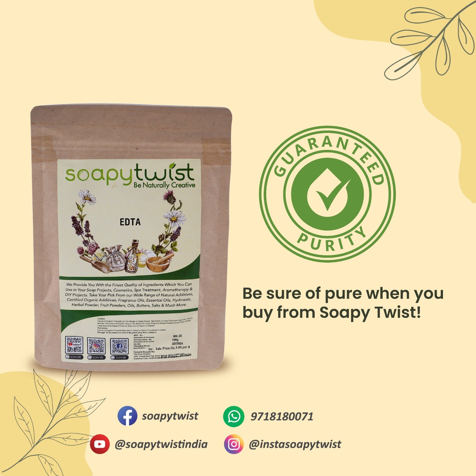Soapy Twist EDTA Guaranteed Purity