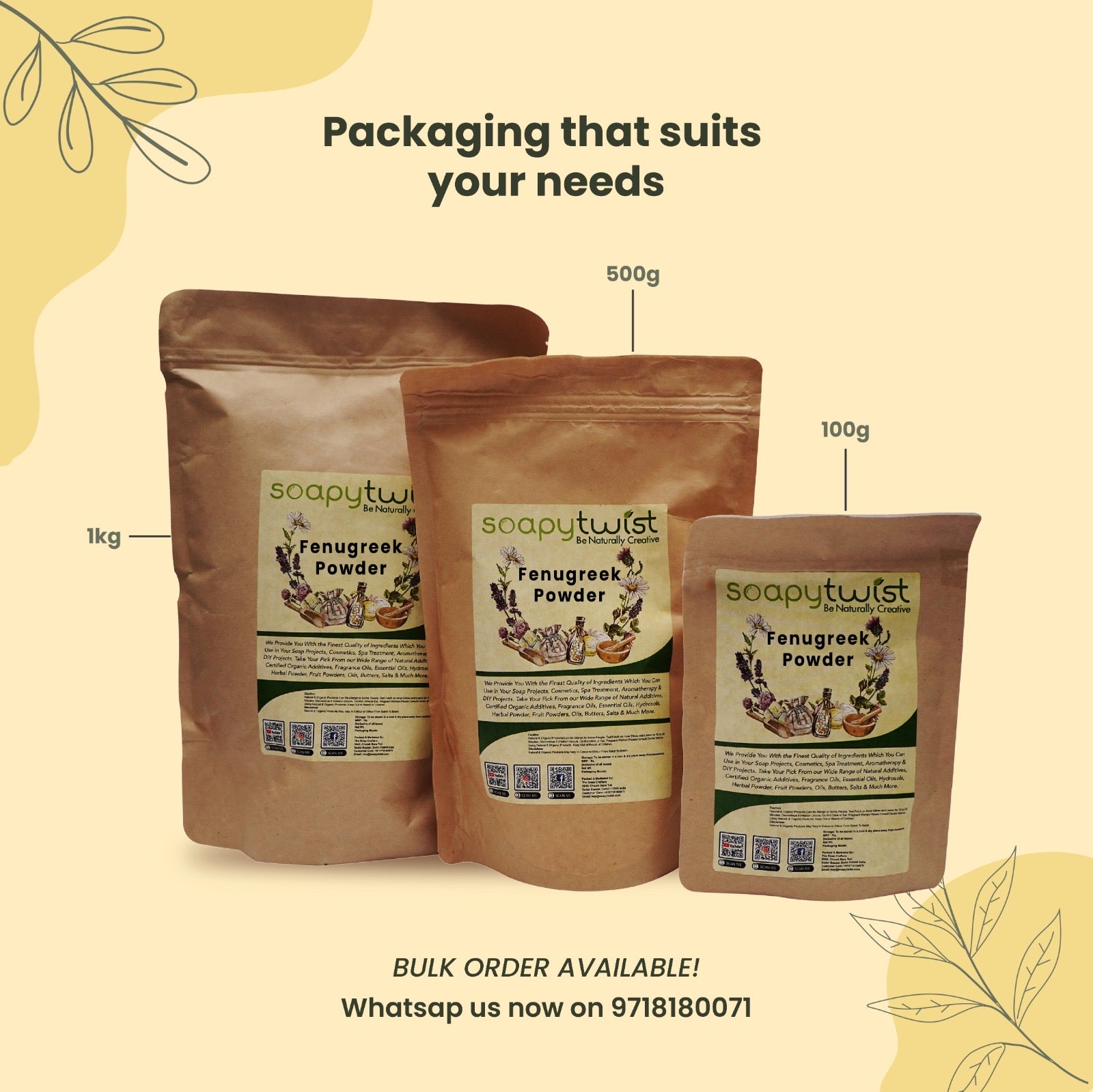 Soapy Twist Fenugreek Powder Packaging