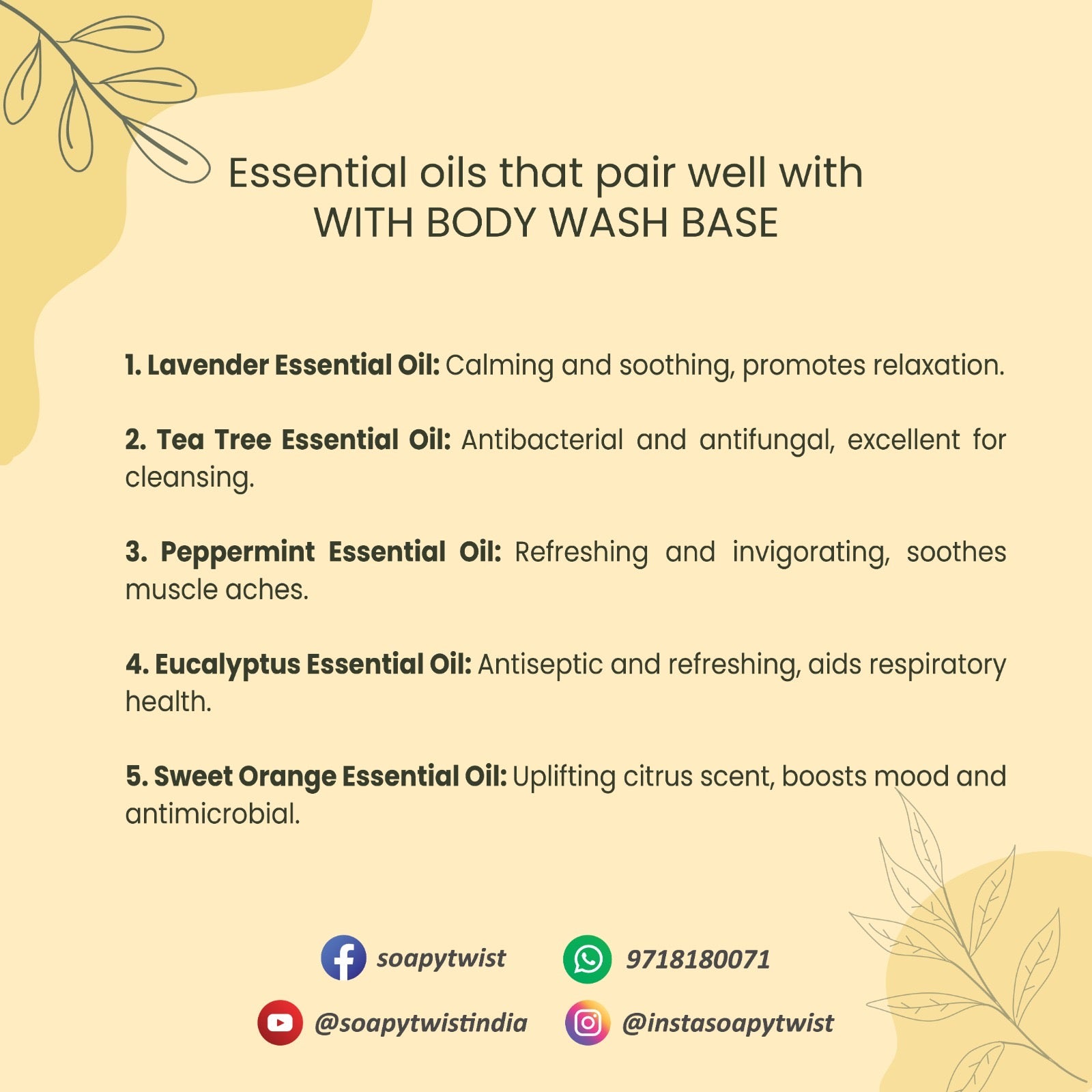 Soapy Twist Pearly Body Wash Base Concentrate Essential oils that pair well