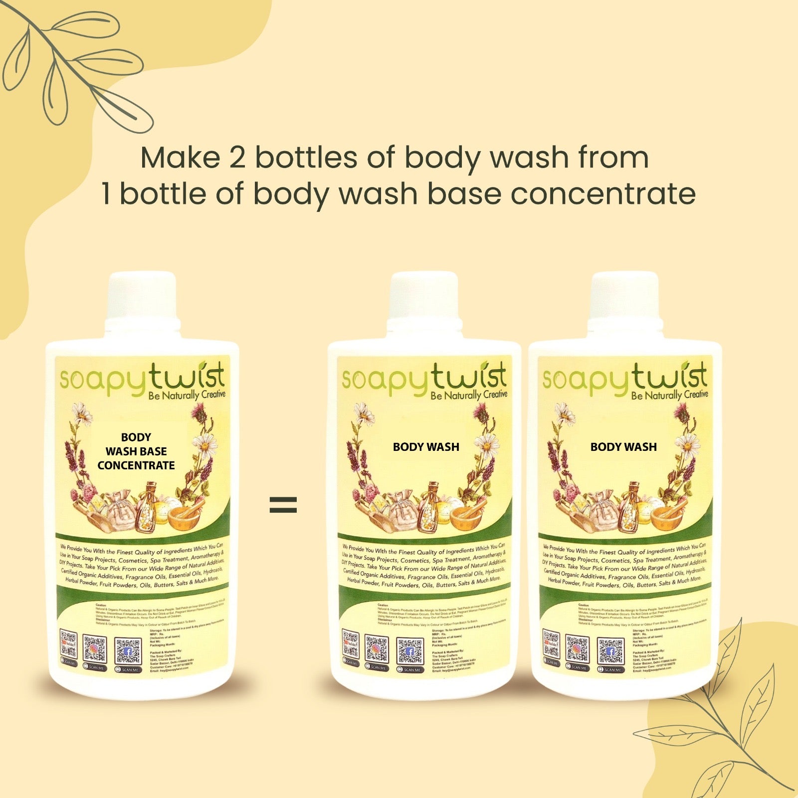Soapy Twist Pearly Body Wash Base Concentrate make 2 bottles from 1 bottles