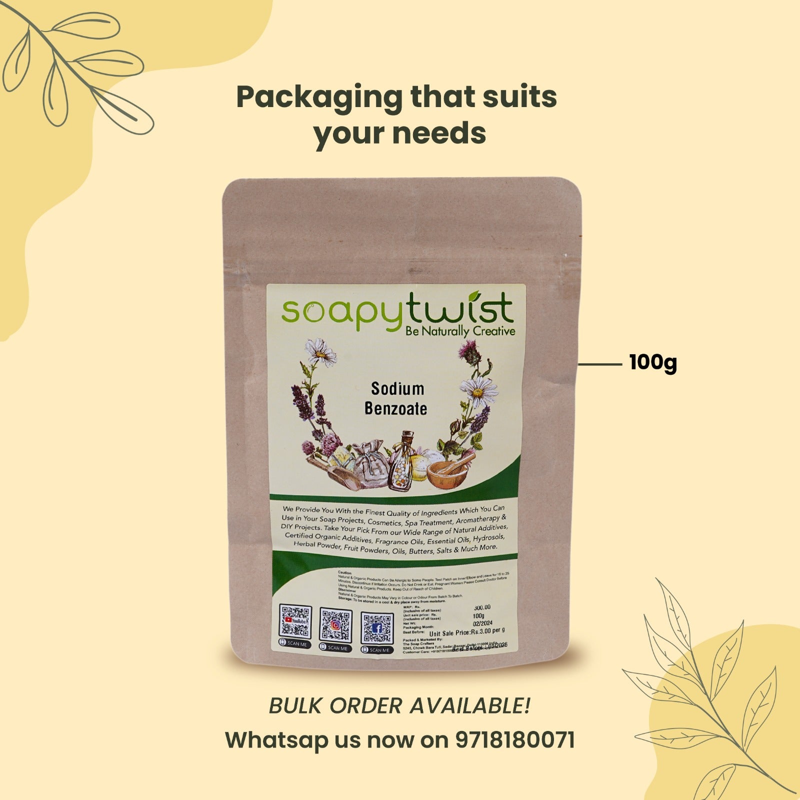 Soapy Twist Sodium Benzoate Packaging