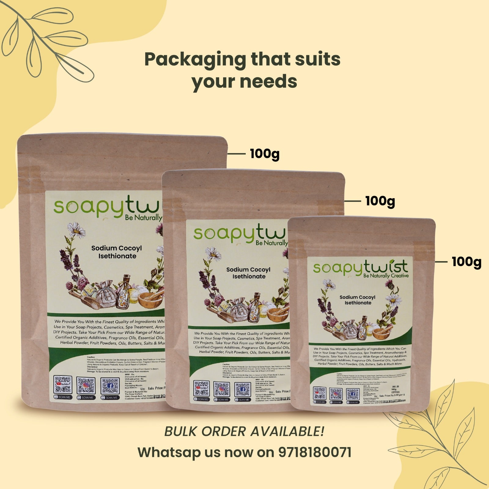 Soapy Twist Sodium Cocoyl Isethionate Packaging